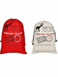 1pc Large Personalized Santa Sack, Christmas Gift Bags, Big Santa Bags, Bulk Christmas Sacks For Presents With Drawstring Size, Christmas Decorations Winter Room Decor Christmas Decoration - Multicolor - View 7