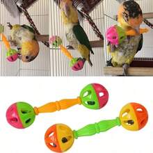 2/4/6pcs Mainan Burung Beo Kerincingan Warna Acak Mainan Latihan Burung Kerincingan Tangan - A+B - View 7