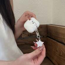 Colorful Star Apple Earphone Protective Case, Minimalist Versatile Earphone Case With Pendant, Compatible With Apple Pro/Pro2/Pro3/4th Generation - White - View 10