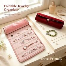 Roll-Up Jewelry Organizer Bag, Portable Velvet Jewelry Storage Pouch, Foldable Large Capacity Anti-Scratch Protection For Rings, Necklaces, Earrings, Watches, Travel And Home Jewelry Organizer - Multicolor - View 2