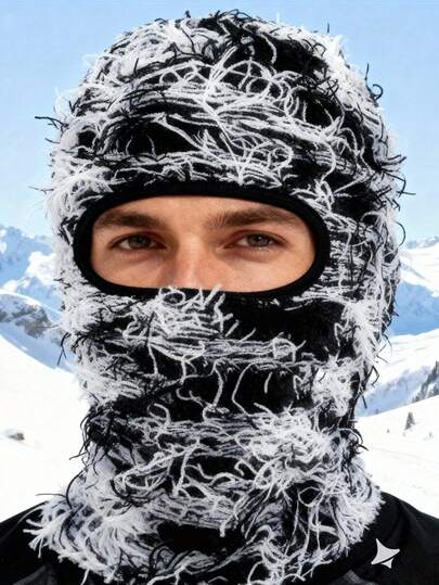 1pc Unisex Single-Hole Balaclava Hat, Men's Wool Beanie, Perfect For Outdoor Activities, Elastic Hip-Hop Hat, And Women's Fashion Warm Knitted Headwear