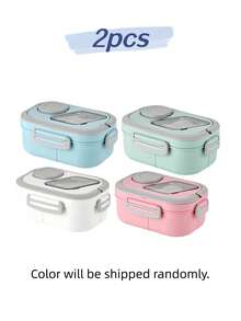 1 hộp bento cầm tay chống rò rỉ, hộp đựng thực phẩm chia ngăn dùng được trong lò vi sóng, hộp đựng cơm trưa tái sử dụng cho văn phòng, trường học hoặc dã ngoại 1/2 cái - Nhiều màu - Xem 16