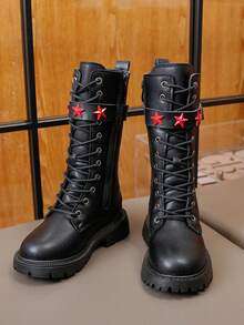 1 Pair Girls' Autumn/Winter Comfortable Fashion Versatile Children's Boots, Classic Tall Boots, Comfortable Boots, Riding Boots - Black - View 7