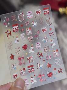 Beautizon Nailartlab Cute Cartoon Sheep Rhinestone Nail Stickers, Apple And Plaid Pattern, Suitable For Women And Girls DIY Nail Art - Multicolor - View 9