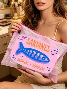 Antique Sardine Waterproof Fashionable Beach Bag, Cartoon Rainbow Trout Pattern, Large Capacity Transparent Cosmetic Bag With Nylon Zipper - Lightweight, Very Suitable For Swimming, Beach, Cosmetics, Gifts For Friends - Multicolor - View 8