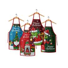 The Grinch 1pc Christmas Apron Santa Claus Design Home Kitchen Apron Christmas Supplies, Christmas Holiday Gift, Party Costume Kitchen Apron, Christmas Halloween - Multicolor - View 6
