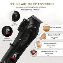 AXH Recortadora de cabello y barba recargable por USB, diseño inalámbrico, regalo ideal para hombres - Negro - Ver 4