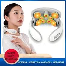 AXH Intelligent Electric Rechargeable Heated Magnetic Pulse Neck Massager - White - View 3