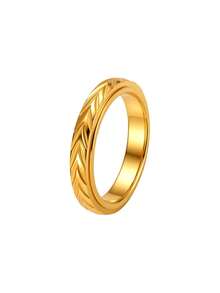 1PC Retro Fashion 3D Wheat Ear Stainless Steel Unisex Ring, Wedding Engagement Promise Ring, Premium Stylish Men's Jewelry Accessory Gift - Wheat Ear Ring - View 20