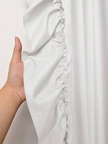 1pc Minimalist Solid Color Lace Trim Curtains, American Style Semi-Sheer Privacy Curtains For Bedroom Windows, Living Room Breathable Curtains, Home Window Decor, Holiday Decoration, Living Room Curtains - White - View 4