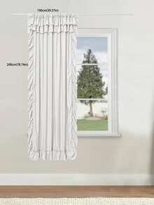 1pc Minimalist Solid Color Lace Trim Curtains, American Style Semi-Sheer Privacy Curtains For Bedroom Windows, Living Room Breathable Curtains, Home Window Decor, Holiday Decoration, Living Room Curtains - White - View 14