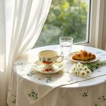 1/2/4pcs Pastoral Style Ins Style Lilac Ditsy Floral Tablecloth, Linen Fabric Embroidered Placemat For Photography - White - View 2