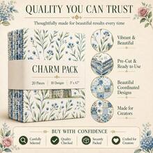 20pcs Charm Pack Assortment/Pastoral Blue-Green Hydrangea Pattern/Handmade Rich Color Texture Style Elements/10 Styles Of Design Polyester Fabric/Suitable For Quilting/Craft Projects/Wallet Making/Gift Giving/Bag Making - Default - View 5