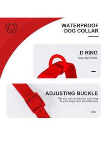 PVC Waterproof, Odor-Resistant, Rust-Proof Dog Collar With Adjustable Buckle, Easy To Clean, Suitable For Small, Medium, And Large Dogs - Red - View 6