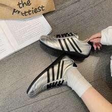 Women's 2026 Spring/Autumn New PU Leather Soft Breathable Anti-Slip Wear-Resistant Casual Sports Shoes Style - Silver - View 3