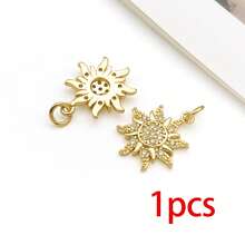 1pc 18K Golden Plated Celestial Charms Paved Crystal Sun Moon Star Rainbow Mini Pendants For DIY Bracelet Necklace Earring Jewelry Making Findings - Gold - View 16