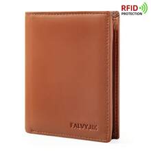 CAIBAOLAI 1pc Vintage Style Genuine Leather Men's Vertical Wallet, Slim Short Design, Can Hold ID Card And Multiple Credit Cards, Durable Classic Design, Portable And Easy To Carry - Khaki - View 3