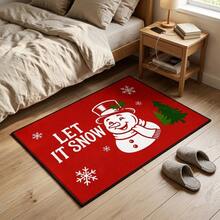 1pc Red Christmas Snowman Doormat, Holiday Atmosphere, Warm, Healing, Ins Style, Fresh, Suitable For Bedroom, Entryway And Living Room, Soft, Durable, Non-Slip, Machine Washable, Suitable For Kitchen, Living Room, Bedroom And Office, Laundry Room, Bathroom Decoration - Mustard Yellow - View 8