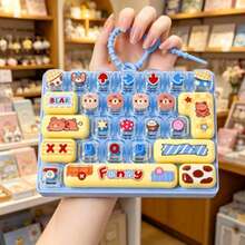 1pc Mood Station, Button Stress Relief Toy 26 Keyboard Mechanical Keycap Keychain Pendant, Random Color - Multicolor - View 2