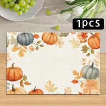 1/4/6pcs Autumn Series Border Pumpkin & Autumn Leaf Pattern Printed Placemats, Heat-Resistant Table Mats For Home Kitchen/Kitchen Table Protection, Party Scene Decor - Multicolor - View 14