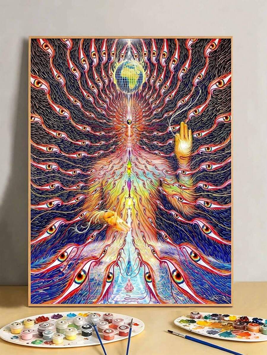 DIY Surreal Cosmic Entity Earth (Frameless 8x12 / 16x20 Inches) Paint By Numbers Kit (Acrylic) Arts & Crafts For Adult Beginners, Home Wall Decor, And Creative Holiday Gift Ideas For Living Room - Sets - View 1