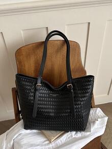 Large Capacity Bag For Women's Autumn And Winter Versatile 2024 New Simple Shoulder Bag, College Student Class Bag, Commuting Tote Bag - Black - View 5