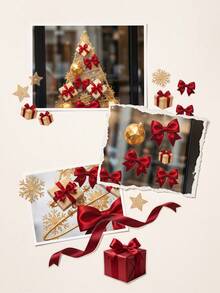 Christmas Holiday Decoration, Window Static Glass Sticker, Butterfly And Bow, Happiness, Christmas, Home Christmas Decor, Room Decoration, Halloween Decoration, Kitchen Decoration, Home Decor And Accessories, Christmas Tree, Christmas Decoration - 1 Pc - View 3