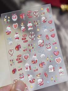 Beautizon Nailartlab Cute Cartoon Sheep Rhinestone Nail Stickers, Apple And Plaid Pattern, Suitable For Women And Girls DIY Nail Art - Multicolor - View 5