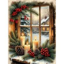 1PC DIY 5D Diamond Painting Kit Christmas Theme Pattern - Round Full Diamond Art Mosaic Craft, Home Wall Decor, Unframed - No Frame - View 1