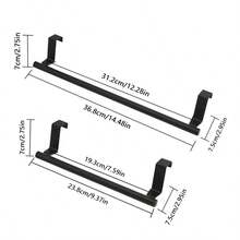 2/1pc Stainless Steel Cabinet Hanging Rod, Stainless Steel Door Towel Rack, Door Towel Rack, Metal Kitchen Rack, Kitchen Door Towel Rack, Dishcloth Hanging Rack, Kitchen - Black - View 12