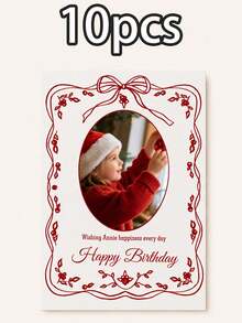Custom Photo Greeting Card With Text, Personalized Birthday Celebration Card, Elegant Bow Frame Style, Customized Picture Keepsake, Customizable Message Card, Party Table Decor, Birthday Gift, Anniversary Gift, Holiday Greeting Card, Christmas Gifts - Style C - View 10