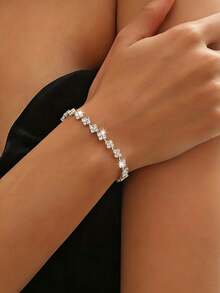 1pc Women's Elegant Crystal Diamond Bracelet - Silver - View 4