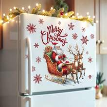 1pc Santa Claus, Reindeer And Snowflake Toilet Sticker | Matte PVC Material | Bedroom Wall Decal | Self-Adhesive Decorative Sticker | Removable (No Residue) | Bathroom Decor | Home Decor | Holiday Atmosphere - View 1