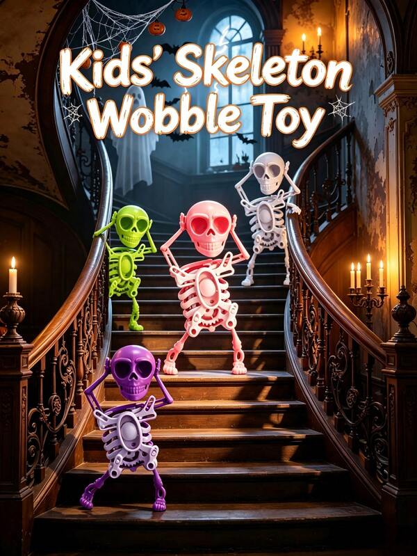 Wind-Up Dancing Skeleton Toy, ABS Plastic Funny Swaying Skeleton Figurine, Interesting Wind-Up Prank Toy, Back To School Halloween Christmas Party Gift, Desktop Decoration Ornament, Holiday Atmosphere Decor Prop, Funny Stress Relief Small Gift, Party Favor Candy Bag Filler, Children's Fun Toy, Theme Party Atmosphere Decor Item