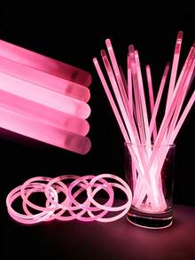 50pcs Pink Glow Sticks With Connectors, Can Be Assembled Into Different Shapes, Long-Lasting Glow, Concert Support Props, Glow In The Dark, Party Decoration, Multi-Color Glow Stick Party Set - Pink - View 4