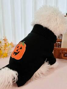 Pet Pumpkin Sweater Halloween Sweater For Cats And Dogs - Black - View 9