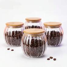2/4/6 hũ thủy tinh trong suốt gợn sóng tròn 400ml có nắp, hộp đựng thủy tinh đa năng cho nhà bếp, hũ đựng kẹo Giáng Sinh/Halloween, phù hợp đựng gia vị, trà thảo mộc, hạt cà phê, hạt khô và thực phẩm khô, đồ dùng sắp xếp nhà bếp, phù hợp cho ngày lễ và làm quà cưới - Xem 7