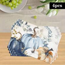 1/4/6pcs Autumn Series Assorted Colors Pumpkin Pattern Printed Placemats, Heat Resistant Table Mats For Home Kitchen/Dining Table Protection, Party Decor - Multicolor - View 15