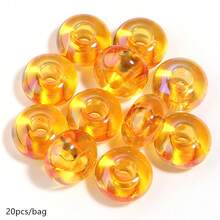 20pcs/Pack 14*8mm Acrylic Transparent Coated Large Hole Flat Beads DIY Phone Chain Necklace Keychain Decoration Loose Beads Handicrafts Home Decor Flat Round Beads - Transparent Plated Large Hole Flat Bead - View 12