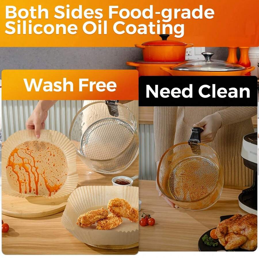 25/50/100pcs Air Fryer Paper Liners, Square, Kitchen Accessories, Non-Stick Baking Paper, Air Fryer Accessories, Oil-Proof And Waterproof, Suitable For Baking, Roasting And Microwave Use - Multicolor - View 1