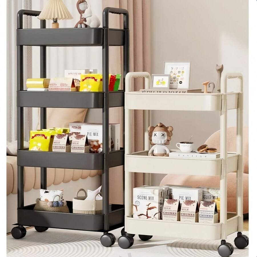 1pc Multi-Functional Rolling Cart, Suitable For Bathroom, Bedroom And Office Storage, Can Store Toiletries, Toys And Various Items, Smooth Casters, Space-Saving, Keep Home Organized And Tidy, Mobile Storage Cart