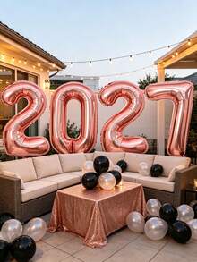 4件組 32英吋 2027數字鋁箔氣球，鋁製數字氣球套組，適用於婚禮、感恩節、萬聖節、聖誕節、新年、生日派對裝飾 - 粉色32吋20274件套 - 查看 5