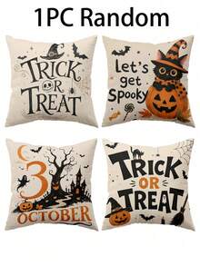 1/4 Stücke neue Halloween-Muster Kissenbezüge, Halloween-Thema Kissenbezüge, dekorative Kissenbezüge, quadratische Kissenbezüge, Halloween-Dekoration, dekorative Kissen, geeignet für Wohnzimmer, Sofa und Schlafzimmer Partydekoration, Kissenfüllung nicht enthalten - Verschiedenfarbig - Übersicht 9