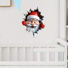 Christmas Creative Wall-Breaking Cartoon Santa Claus Living Room Room Background Wall Decor Wall Sticker - A - View 2