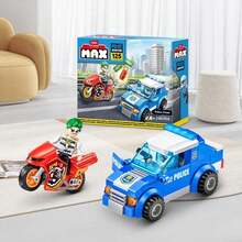 ZURU MAX - Seri Max City Chase Squad Mainan Balok Bangunan Sepeda Motor dan Mobil Polisi Mainan Interaktif Balok Bangunan Sepeda Motor Mainan Anak Laki-laki - Biru - View 4