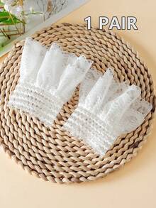 1 Pair Solid Color Lace Cuff Sleeves, Suitable For Wedding, Party And Other Special Occasions To Pair With Sweaters, Shirts, Hoodies, Etc. - Multicolor - View 13