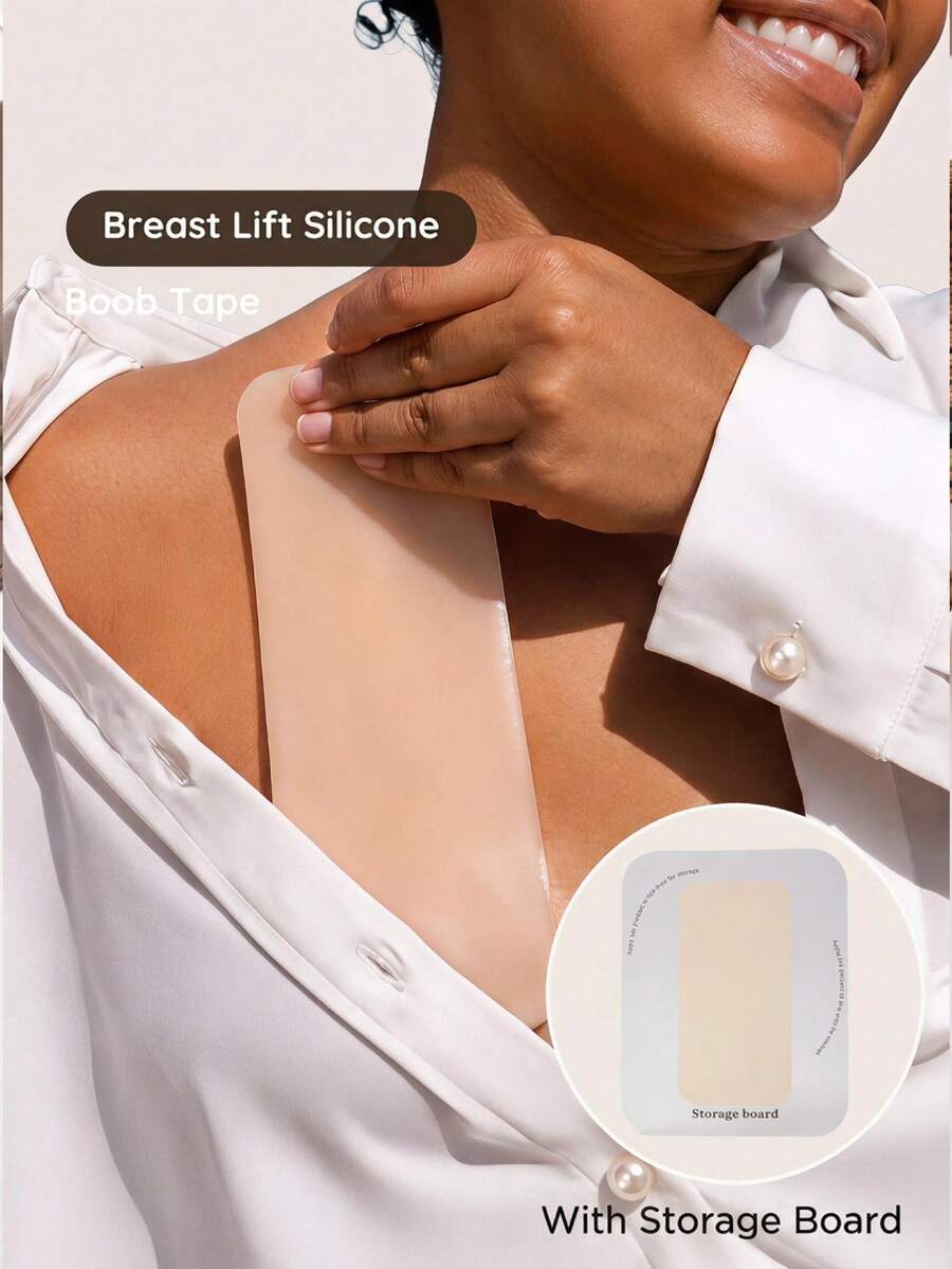 Lignisse Silicone Breast Lift Tape With Storage Board Invisible Boob Tape Push Up Adhesive Bra Strapless Backless Reusable Nipple Cover Women Intimates - Multicolor - View 1