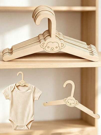 5/10/20pcs Baby Wooden Hangers, Non Slip Wood Baby Clothes Hangers Cute Baby Hangers For Newborn Toddler Closet Suits Clothes Coats Pants Jackets