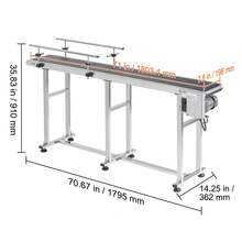 Transportador de Correa Motorizado 1803,4x198,1 mm Transportador Acero Inoxidable Cinta Transportadora de PVC Antiestática Barandilla Doble para Aplicación de Codificación por Inyección de Tinta - 1803,4x198,1 mm - Ver 10