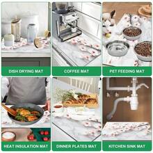 1pc Plum Blossom Marble Pattern Diatomaceous Earth Absorbent Bowl & Dish Drying Mat, Suitable For Kitchen Countertop, Home Dining Table Decor, Coffee Machine Mat, Breakfast Mat, Table Mat And Holiday Party Decoration - Multicolor - View 7